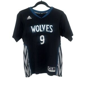 Adidas Mens Black Ricky Rubio Minnesota Timberwolves Short Sleeve Jersey Small